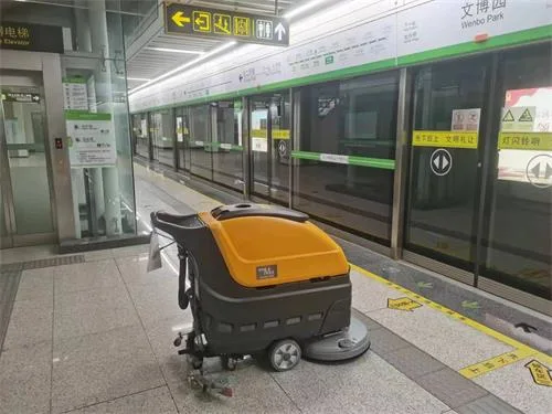 NanboM55 Walk-behind Floor Scrubber serving a metro station in Luoyang