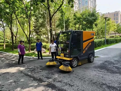 NanboC200 Fully Enclosed Road Sweeper serving a residential property management company