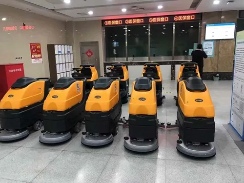 Nanbo Walk-behind Floor Scrubber and Ride-on Floor Scrubber serving a hospital
