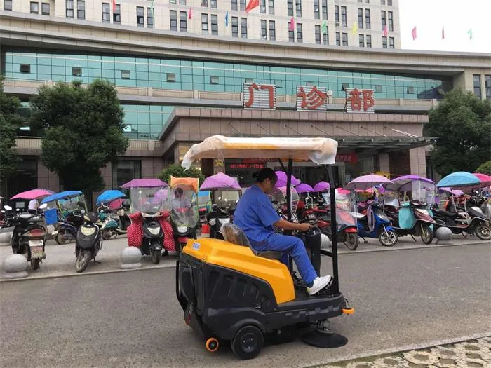 NanboC120 Ride-on Sweeper serving hospital cleaning